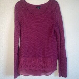 LUCKY long knit sheer lace shirt sweater thermal S hippie oversize lagen soft